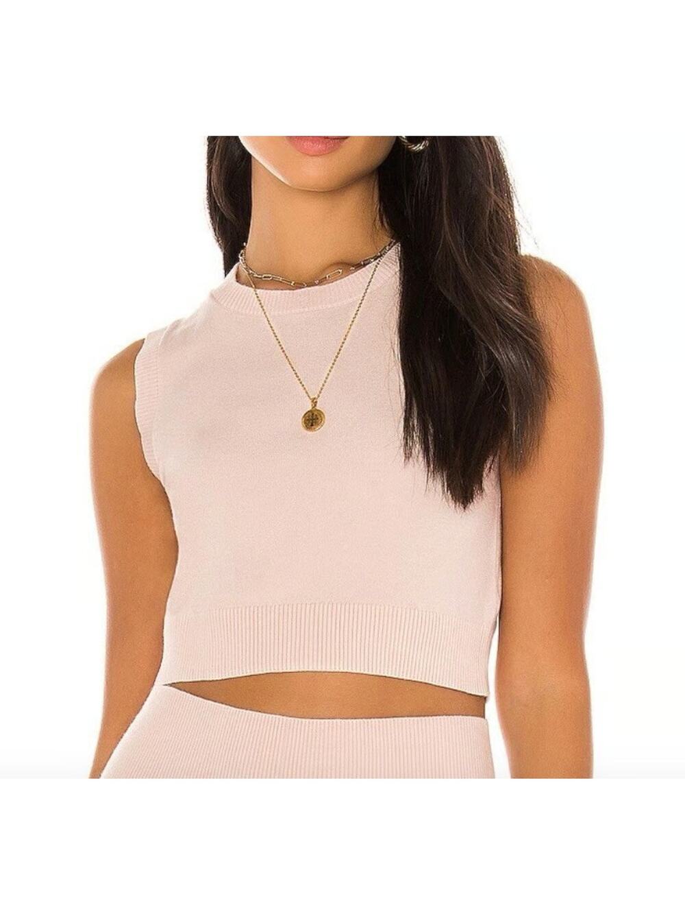 Susana Monaco Womens Crop Sweater Jumper Top in Blanched Almond - Size S - NEW